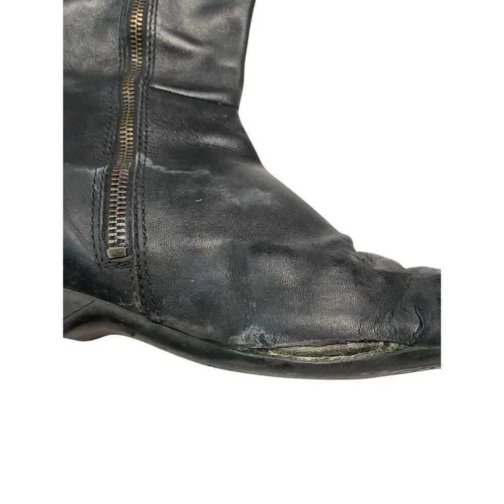 Enzo Angiolini Black Leather Riding Boots Womens 8.5 Zip Tall Knee High Shoes
